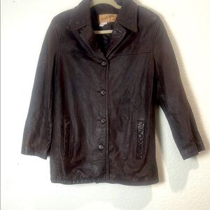 Vintage Genuine Leather Jacket | Brown | Size XL | Oversized Fit